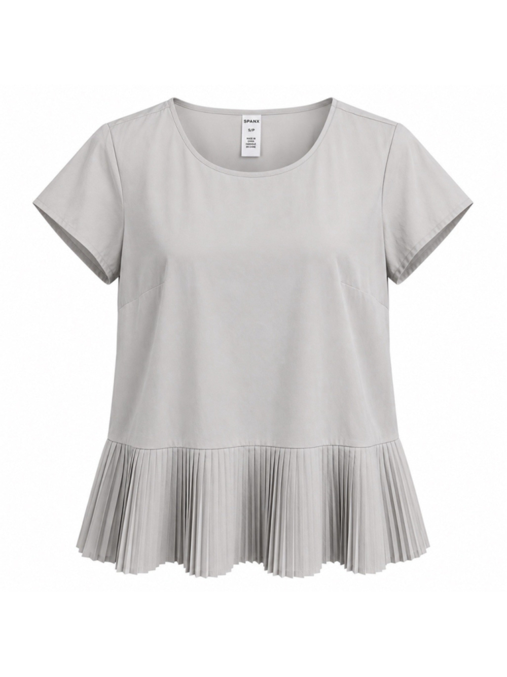 Spanx Get Moving Top White Cloud Pleated Peplum Activewear M
